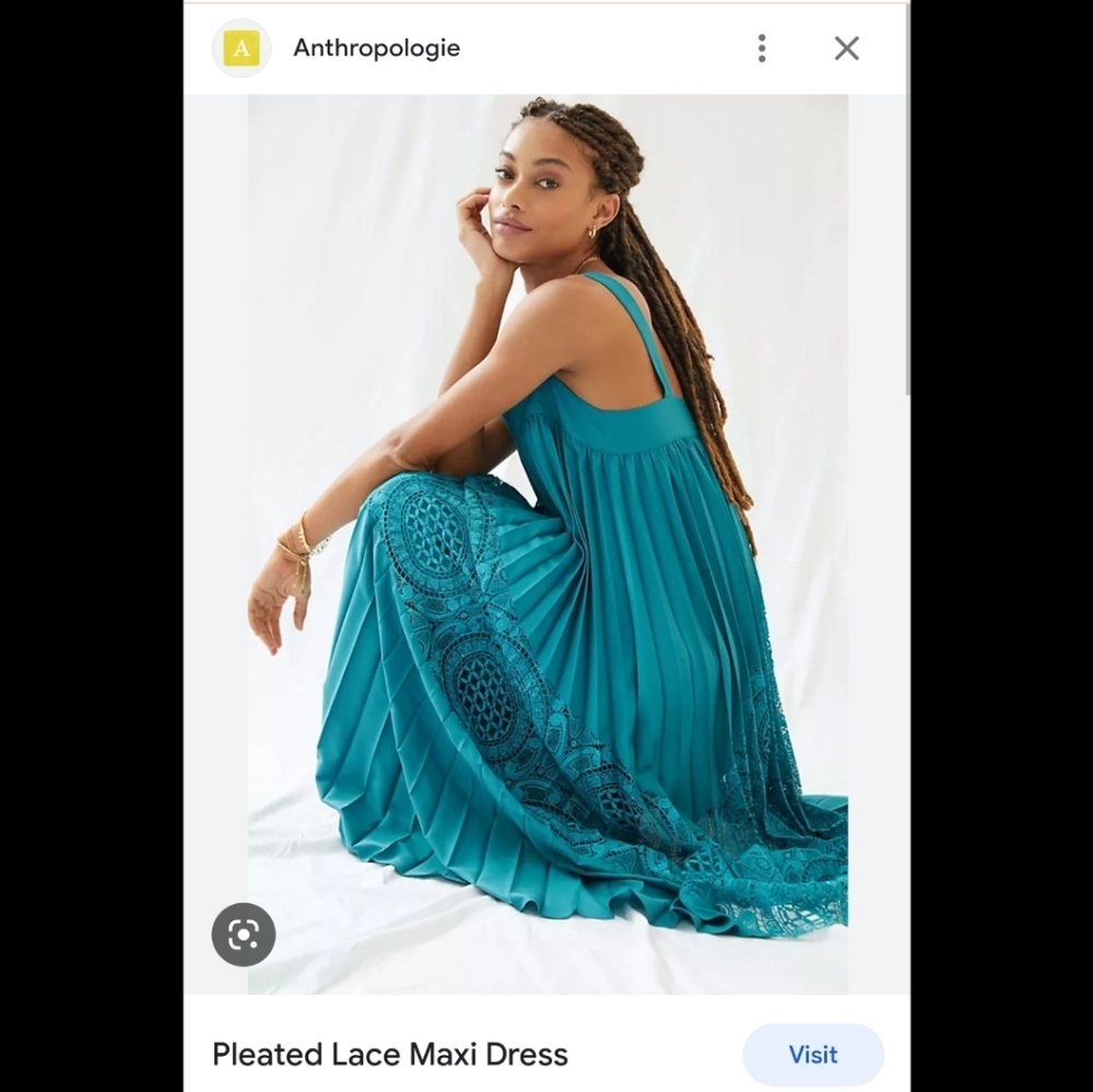 NWT Anthropologie pleated turquoise maxi dress